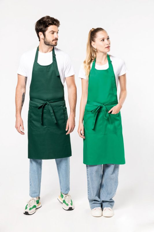 Tablier personnalisé long en polycoton avec poche