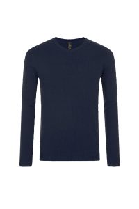 Pull bleu marine pour homme avec col V