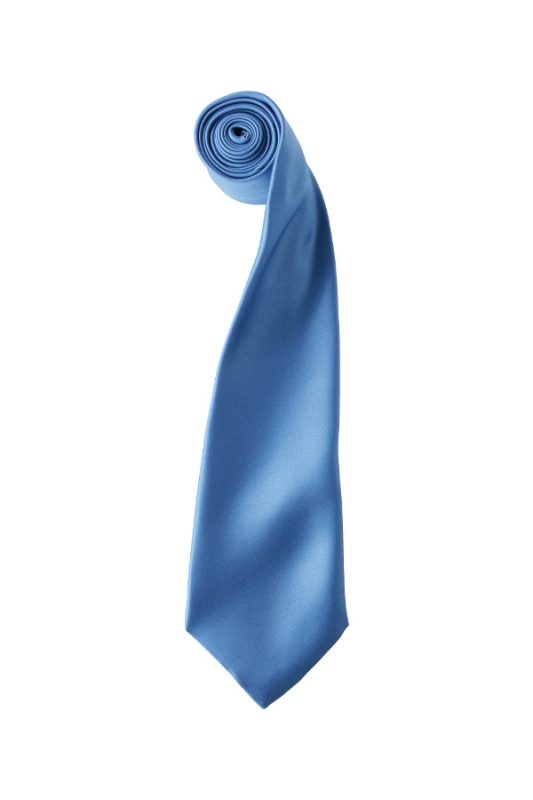 Cravate personnalisable en satin bleu tropical